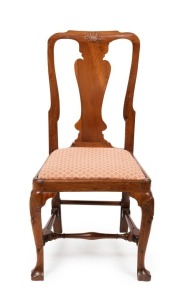 George I antique English walnut dining chair, 18th century