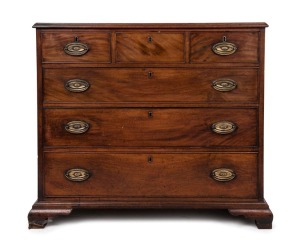 An Georgian mahogany six drawer chest with cockbeading, circa 1800, 97cm high, 106cm wide, 56cm deep