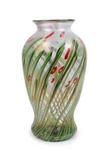 LICIO ZANETTI Murano glass vase with floral and iridato design, signed "Zanetti", 38cm high