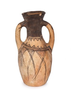 A Cypriot funerary vessel, amphora shaped earthenware with painted decoration, 300-500 B.C. ​​​​​​​36.5cm high