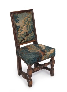 An antique French walnut side chair with tapestry upholstery, 18th century, ​​​​​​​88cm high