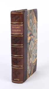 BUTLER, Samuel (1613 - 1680) Hudibras in Three Parts. Written in the Time of the Late Wars. Corrected and Amended..." [London; Bathurst, Johnson, Davies, etal.,] 1775, 415pp + "Cutts, designed and engraved by Mr. Hogarth." Modern hard cover, half- leather