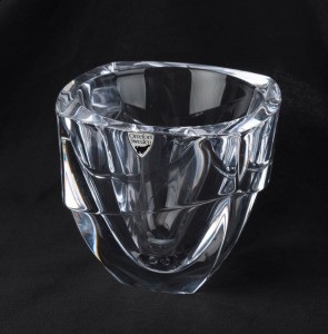 ORREFORS Swedish glass vase, with original foil label, 10cm high, 12cm wide