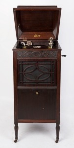 EDISON "Diamond Disc" record player, Model C.150, with additional gramophone head. early 20th century, (plays well), ​113cm high, 49cm wide, 51cm deep