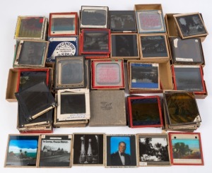 ASSORTED - Box of antique and vintage glass slides, mixed themes including advertising, inspection will reward.