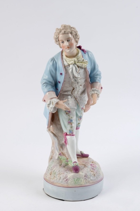 MEISSEN German porcelain statue of a gentleman, 19th/20th century, crossed swords mark, ​39cm high