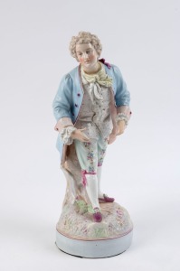 MEISSEN German porcelain statue of a gentleman, 19th/20th century, crossed swords mark, 39cm high