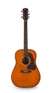 MATON vintage Australian acoustic guitar and hard case, bearing original label "MATON Pty. Ltd. Finest Musical Instrument Makers Victoria - Australia. This Instrument Is Constructed From The Finest Timber And Materials Available Featuring...Craftsmanship 