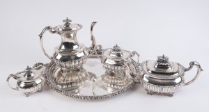 WALKER & HALL silver plated tea service with tray, (5 items), ​the tray 51cm wide