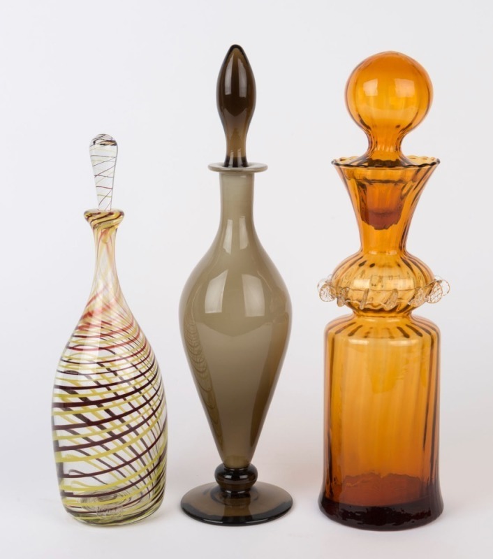 Three assorted Italian Murano glass decanters, 20th century, ​the largest 41cm high