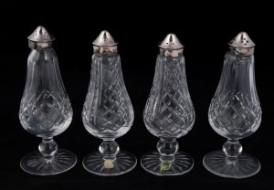 WATERFORD set of four Irish crystal salt and pepper shakers, 20th century, 16cm high