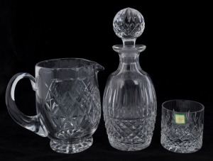 WATERFORD Irish crystal decanter, water jug and single tumbler, 20th century, (3 items), ​the decanter 27cm high