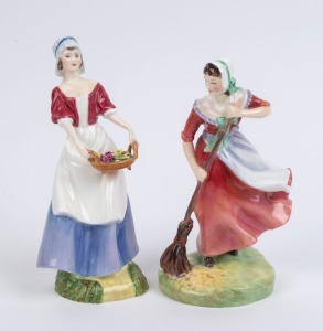 Two ROYAL DOULTON English porcelain statues, "Dawn" (H.N.3258), and "Autumn" (H.N.2087), 20cm and 19cm high