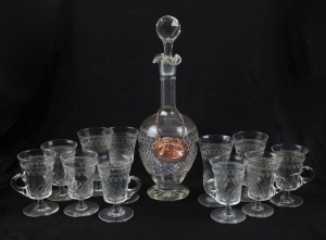PALL MALL ware crystal decanter and 11 assorted glasses, 19th/20th century, (12 items), the decanter 29cm high