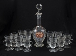 PALL MALL ware crystal decanter and 11 assorted glasses, 19th/20th century, (12 items), ​the decanter 29cm high