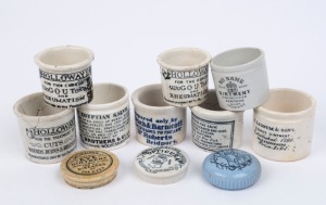 POT LIDS & OINTMENT JARS: English Pratt ware examples, 19th century, (11 items), the largest lid 4.5cm diameter