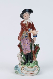 DERBY antique English porcelain statue of the hunter, circa 1790, ​17cm high