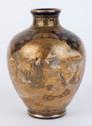 SATSUMA Japanese ceramic vase spectacularly decorated in high relief with superbly gilded highlights, Meiji period, marks obscured by most likely Kinkozan, 19cm high, - 2