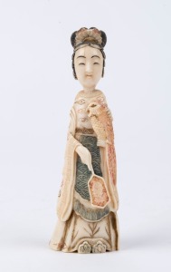 An antique Chinese carved ivory figural scent bottle, Qing Dynasty, 19th century, ​12cm high