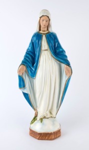 A statue of Mary, painted chalk ware, 20th century, ​64cm high
