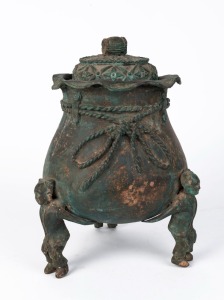 An archaic style Chinese bronze lidded vessel, ​35cm high