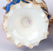ROCKINGHAM fine pair of antique English porcelain vases with hand-painted floral vignettes and landscape scenes on the reverse, circa 1830, ​26cm high - 3