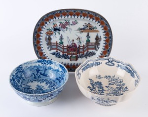 MASONS IRONSTONE "Penang" patterned platter, circa 1850; a Masons fruit bowl, 20th century and a Ralph Stevenson & Son fruit bowl, circa 1825, (3 items), the platter 38cm wide