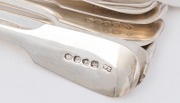 Set of 12 Georgian sterling silver fiddle pattern spoons by William Eaton of London, circa 1834, 18.5cm long, 610 grams total - 2