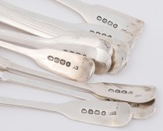 Set of 11 Georgian sterling silver fiddle pattern spoons by Henry Holland of London, circa 1828 and 1836, 15cm long, 262 grams total - 2