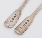 A pair of Georgian sterling silver mustard spoons with original gilt wash finish, ​by Willam Eley, William Fearn & William Chawner of London, circa 1810, 10cm long, 28 grams total - 2