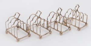 Set of four sterling silver toast racks, Sheffield, circa 1921, 7cm high, 7cm wide, 152 grams total