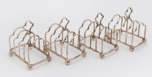 Set of four sterling silver toast racks, Sheffield, circa 1921, ​7cm high, 7cm wide, 152 grams total