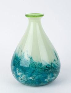 A green and blue art glass vase, ​24cm high
