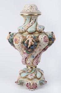 Capodimonte Italian porcelain lamp base, 20th century, 38cm high