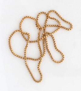 A vintage 18ct gold box link necklace, ​79cm long, 17 grams