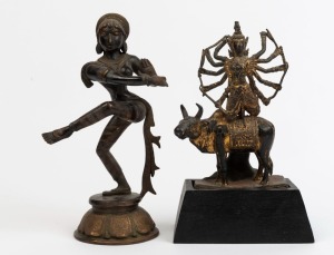 An Indian bronze dancing figure, together with a South East Asian gilded bronze statue, 19th/20th century, ​the larger 24.5cm high