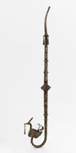A Chinese silver finished opium pipe, 19th/20th century, ​48cm long