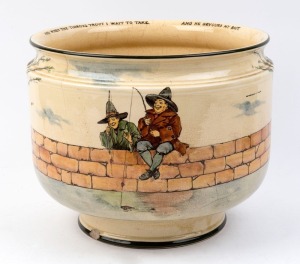 ROYAL DOULTON "The Gallant Fishers" English porcelain jardiniere, A/F, factory mark to base, 26cm high, 32cm diameter