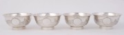 Four Chinese silver bowls with dragon decoration, 19th century, double seal marks to the bases, ​​​​​​​5cm high, 10.5cm diameter, 374 grams total - 2