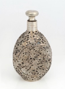 A Chinese silver mounted whisky decanter, early 20th century, 23cm high