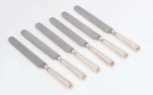 Set of six dinner knives, sterling silver handles with steel blades, London, 20th century, ​​​​​​​25.5cm long