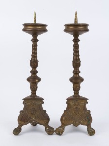 A pair of antique French cast metal candlesticks, 19th century, ​​​​​​​50cm high