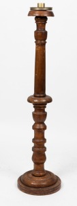 A reproduction turned timber torchiere, 20th century, ​​​​​​​148cm high