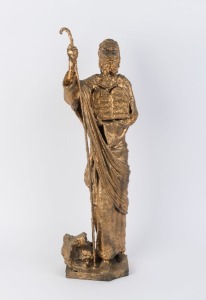 MOSES Italian ceramic statue with gilded finish, mid 20th century, ​​​​​​​72cm high