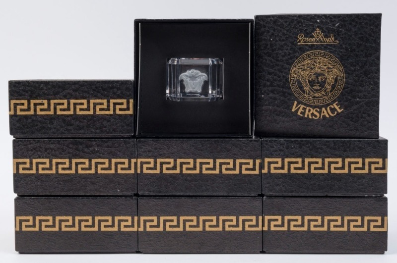 VERSACE "TREASURY" Rosenthal set of eight glass napkin rings in original boxes, 