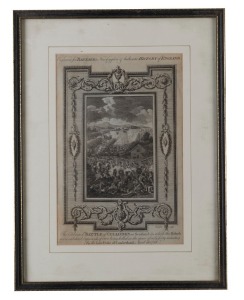 Two antique engravings: I.) The Battle Of Culloden, II.) London, Dreadful Fire, ​​​​​​​30 x 21cm each, 46 x 35cm overall