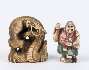 Two Japanese carved ivory netsuke, Meiji period, 19th and early 20th century, ​​​​​​​5cm and 5.5cm high