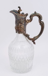 WHITEHILL English crystal claret jug with silver plated mount, 20th century, ​​​​​​​28cm high