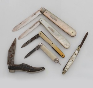 Six assorted pen and pocketknives, 19th and 20th century, the largest 14.5cm long