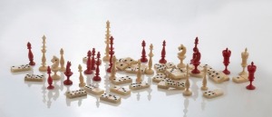 Assorted miniature gaming pieces including chess and dice, 19th century, (qty), ​​​​​​​the largest 2cm high